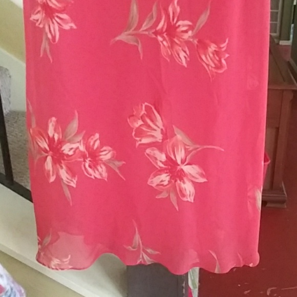 Studio I Salmon/Orange Floral Sun Dress Sz 16 - Picture 3 of 5